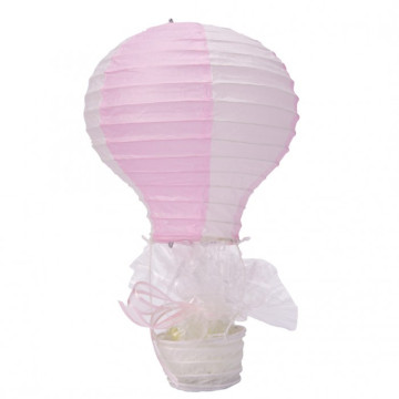 Montgolfière rose en papier