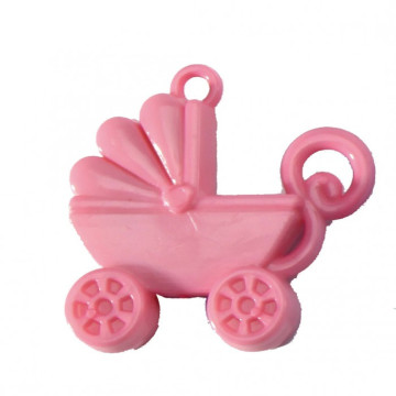 Lot de 10 Landaus  en plastiquerose  à suspendre 4,x 3,5 cm