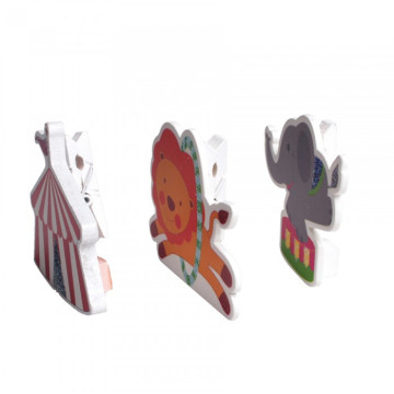 Lot de 3 marque-place Cirque en bois modèles assortis