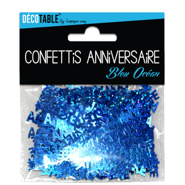 Confettis de table Joyeux Anniversaire Bleu océan