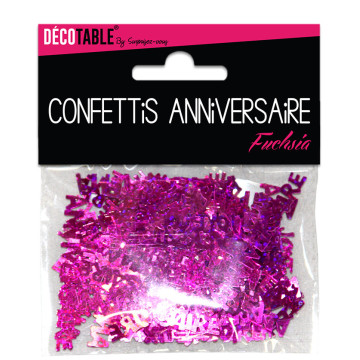 Confettis de table Joyeux Anniversaire Fuschia