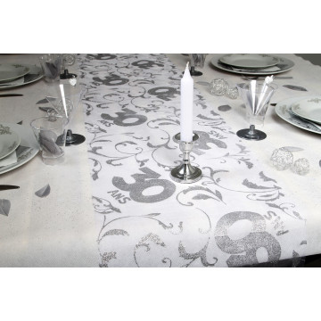 Chemin de table 30 ans Argent 0,28 x 5 m