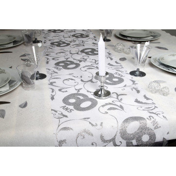 Chemin de table 60 ans Argent 0,28 x 5 m