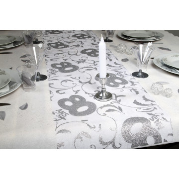 Chemin de table 80 ans Argent 0,28 x 5 m