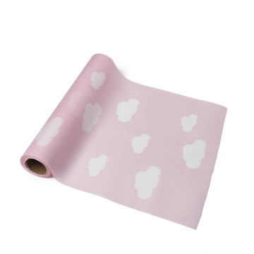 Chemin de table rose et nuages 28 cm x 5 m