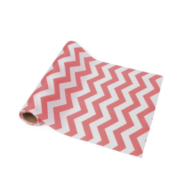 Chemin de table Chevrons corail/blanc 28 cm x 5 m
