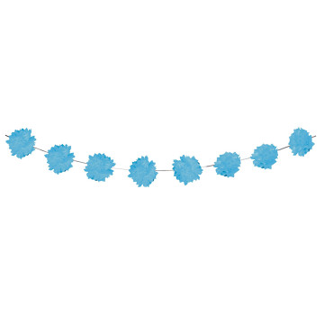 Guirlande 12 pompons turquoise papier de soie 2,5 m