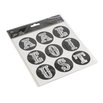 Planche de 36 Stickers Alphabet ronds 5 cm