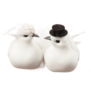Couple de colombes mariés 16 cm