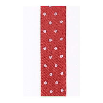 Ruban tissu rouge à pois blancs adhésif 1 cm x 2 m