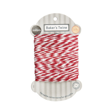 Bobine de ficelle Baker Twine bicolore rouge/blanc 18 m