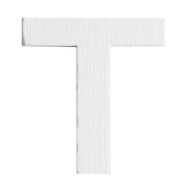 Lettre T en bois blanc 5 cm