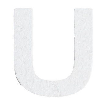 Lettre U en bois blanc 5 cm