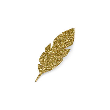 Lot de 10 Plumes papier paillettes or 7 x 2,5 cm