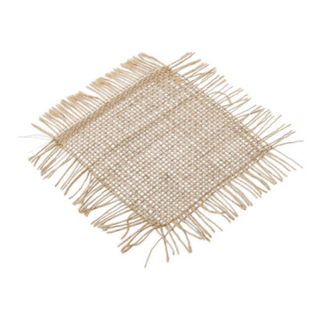 Lot de 6 Napperons toile de jute effilée 12 cm x 12 cm