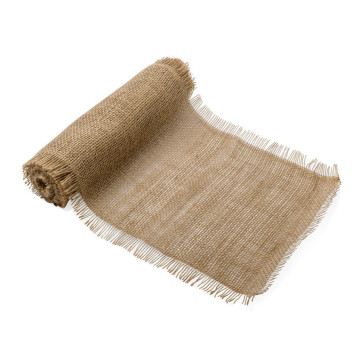 Chemin de table en toile jute effilée 28 cm x 5 m