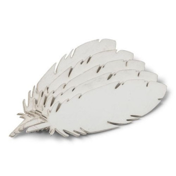 Lot de 5 Plumes en bois blanches 15 x 4,5 cm