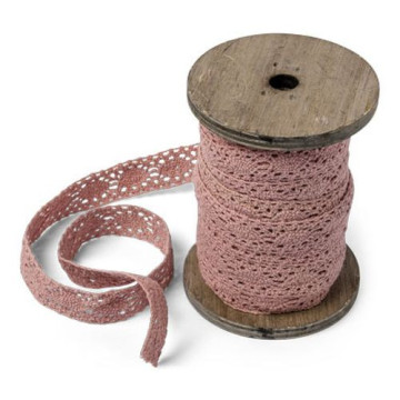 Ruban dentelle vieux rose 1,5 cm x 10 m