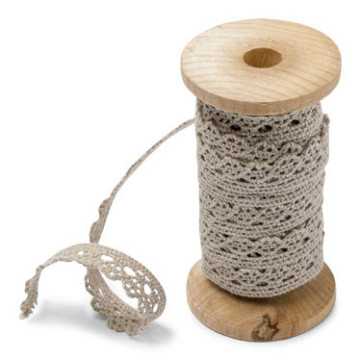 Dentelle ficelle sur bobine en bois 1 cm x 5 m