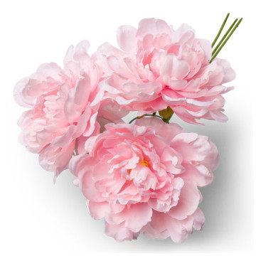 Lot de 3 pivoines roses 12 cm en bouquet sur tige 30 cm