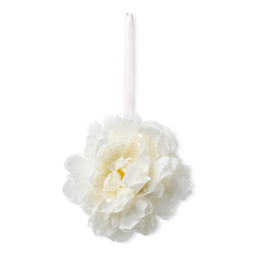 Boule de 3 pivoines blanches à suspendre D 14 cm
