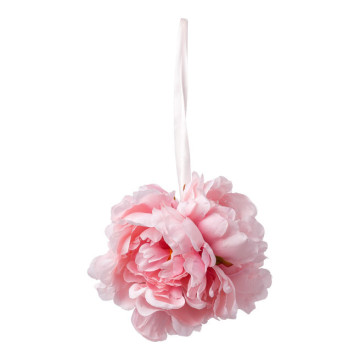 Boule de 3 pivoines roses à suspendre D 14 cm