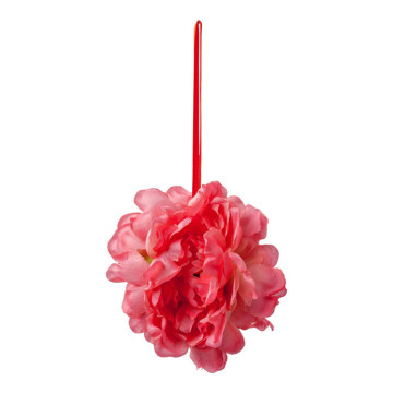 Boule de 3 pivoines fuschia à suspendre D 14 cm