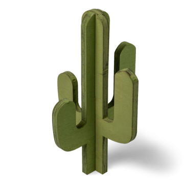 Cactus vert en bois à assembler 18 x 10,5 cm