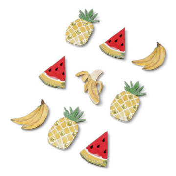 Lot de 9 Stickers Fruits exotiques 4,5 x 1,8 cm