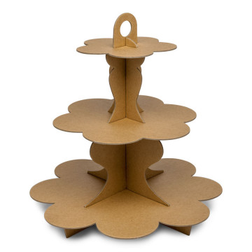 Présentoir 3 étages en carton kraft 34 cm