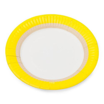 Lot de 12 assiettes jetables en carton Citron D 23 cm