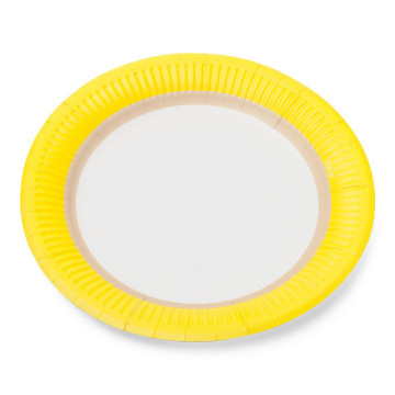 Lot de 12  assiettes jetables en carton Citron D 18 cm