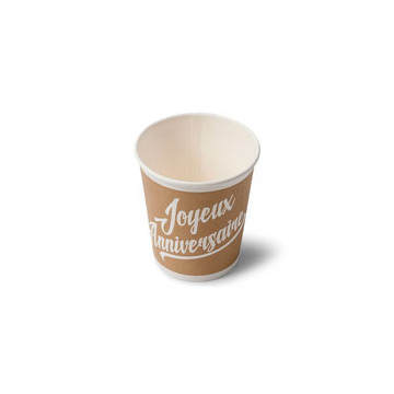 Lot de 20 gobelets jetables Joyeux anniversaire kraft et en carton 200ml