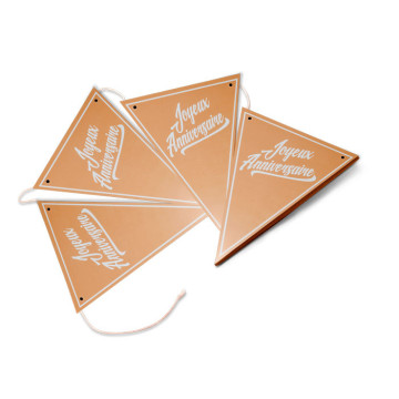 Lot de 20 fanions Joyeux anniversaire Kraft et blanc 18 x 20,5 cm