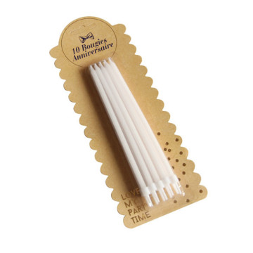 Lot de 10 Bougies géantes blanches 15 cm
