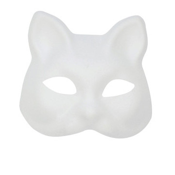 Lot de 2 Loups Chat blanc carton à décorer