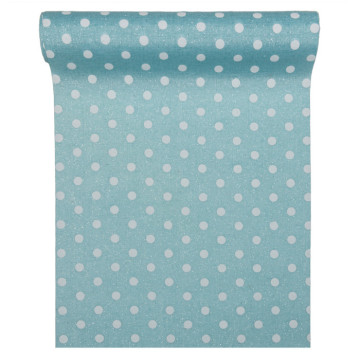 Chemin de table bleu ciel à pois blancs 28 cm x 5 m