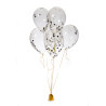 Lot de 6 ballons de baudruche 30 cm avec confettis blancs, noir, or