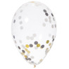 Lot de 6 ballons de baudruche 30 cm avec confettis blancs, noir, or