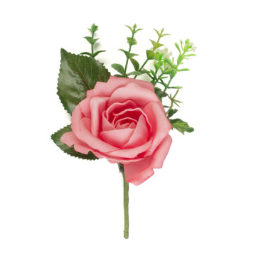 Boutonnière rose rose 16 cm