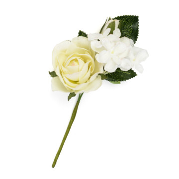 Boutonnière  roses blanches 17 cm