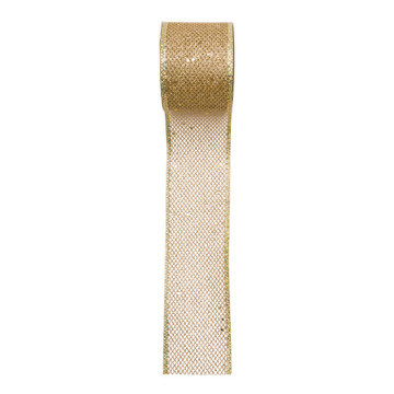 Ruban déco pailleté doré 6,3 cm x 5 m