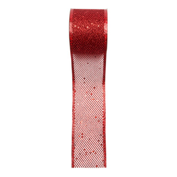 Ruban déco pailleté rouge 6,3 cm x 5 m