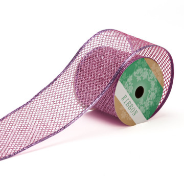 Ruban déco pailleté rose pâle 6,3 cm x 5 m