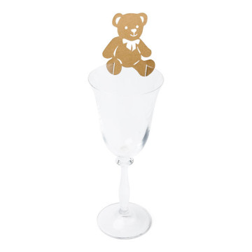 Lot de 10 Marque-verre kraft ourson 7,5 cm