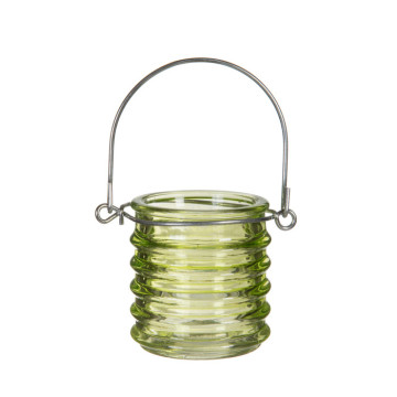 Bougeoir avec anse coloré vert anis 6 x 6 cm