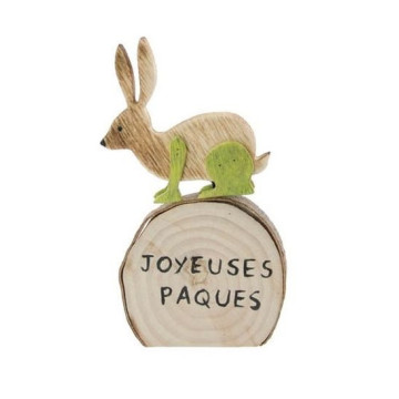 Lapin sur rond Bois Joyeuses Pâques 13 x 8 x 1,5 cm