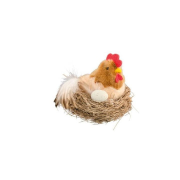 Poule dans nid 9 x 9 cm