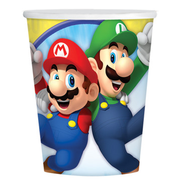 Lot de 8 gobelets jetables en carton Super Mario 26 cl