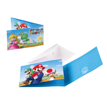 Lot de 8 cartes invitation Super Mario avec enveloppe